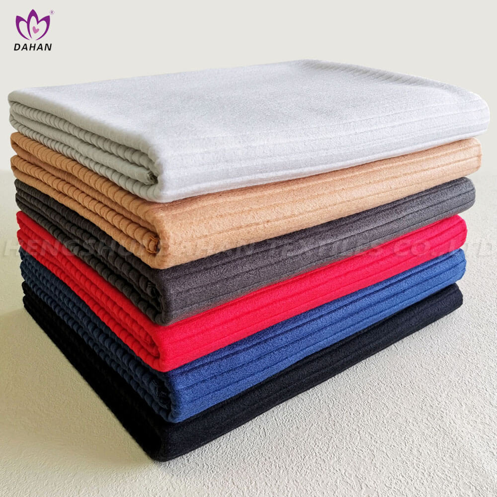 Solid color striped blankets.