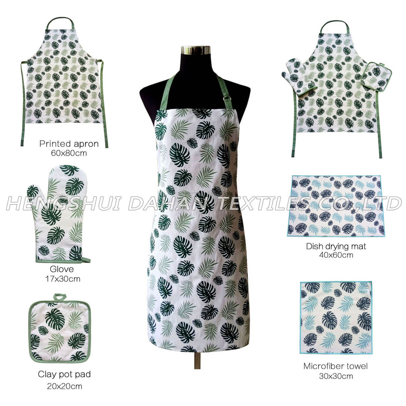 AGP33 Printing apron,dish drying mat,oven mitt,potholder,microfiber towel 5 packs