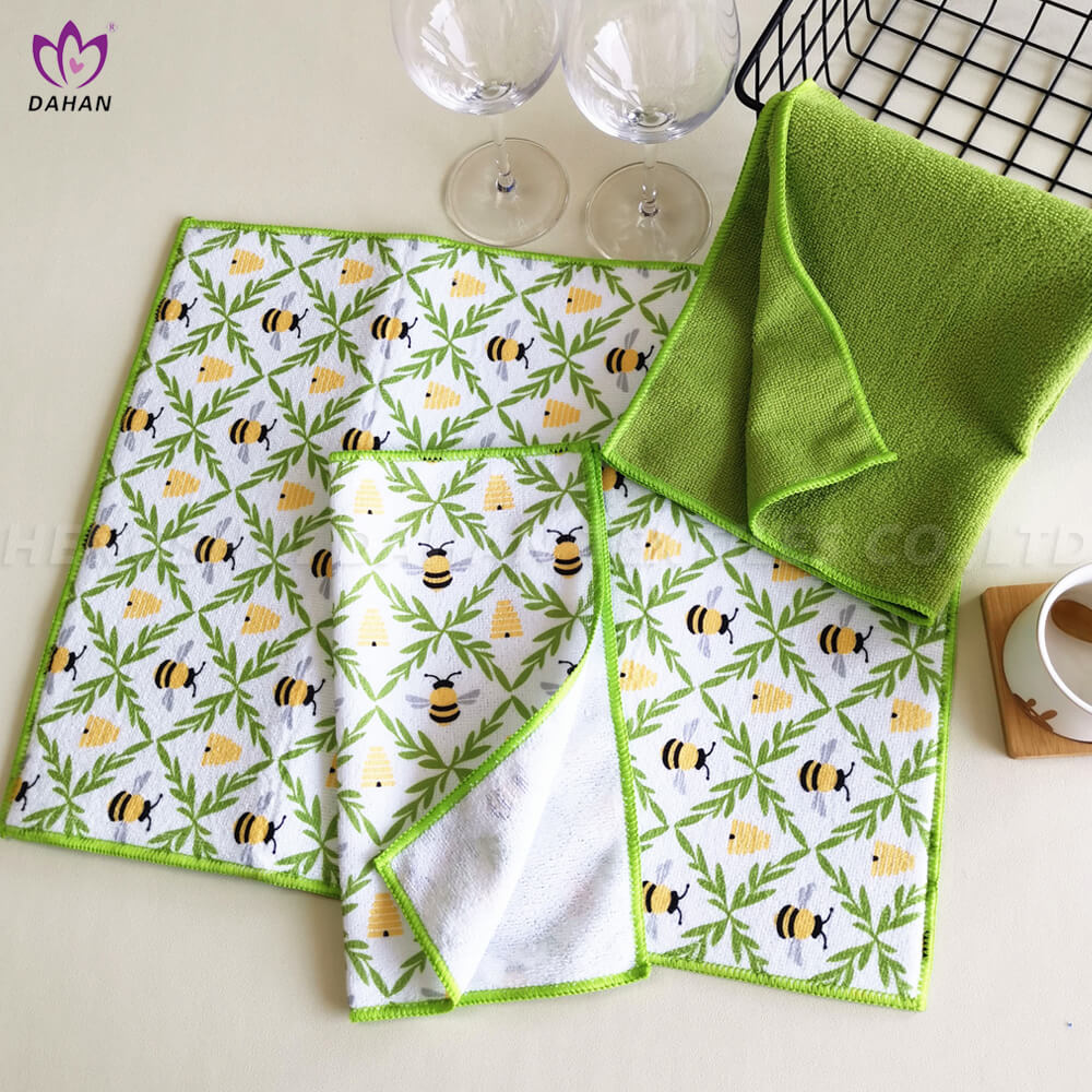  Dish drying mat and kitchen towel and dish cloth.3pk
