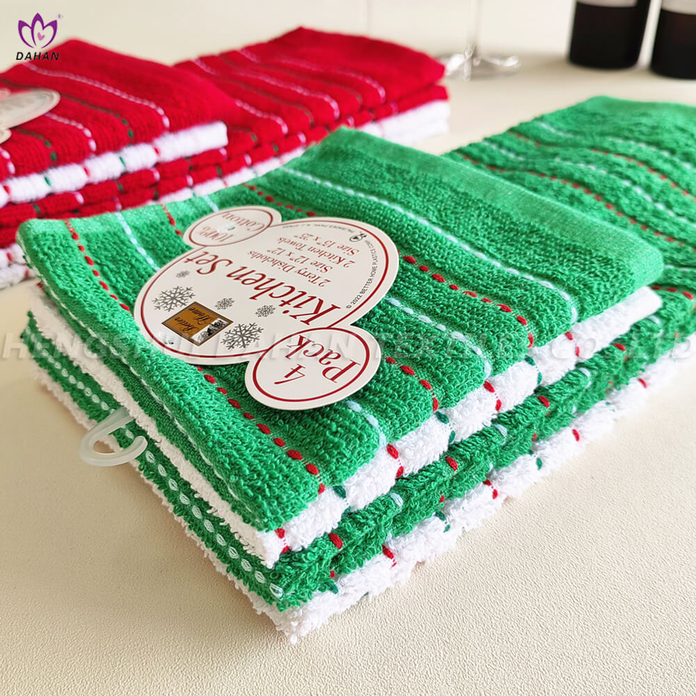 454 Christmas yarn-dyed kitchen towels.4-Pack 